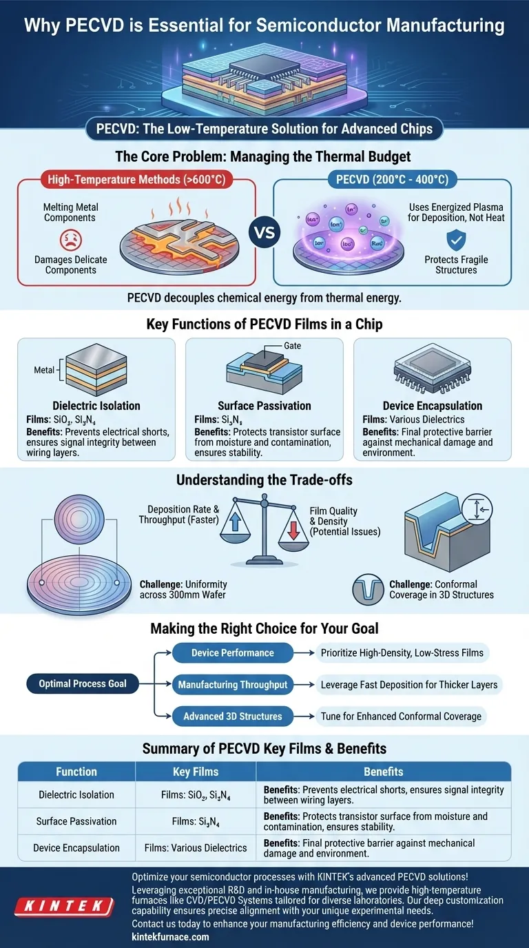 What makes PECVD suitable for semiconductor manufacturing? Enable Low-Temperature, High-Quality Film Deposition Visual Guide