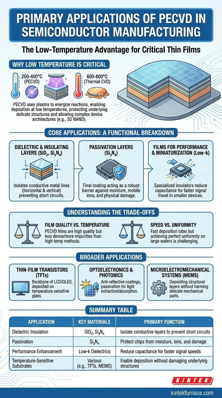 PECVD在半导体制造中的主要应用有哪些？实现低温薄膜沉积 图解指南