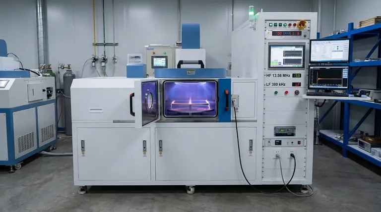 ما هي الترددات المستخدمة لإثارة التفريغات السعوية في الترسيب الكيميائي للبخار المعزز بالبلازما (PECVD)؟ قم بتحسين عملية ترسيب الأغشية الرقيقة لديك