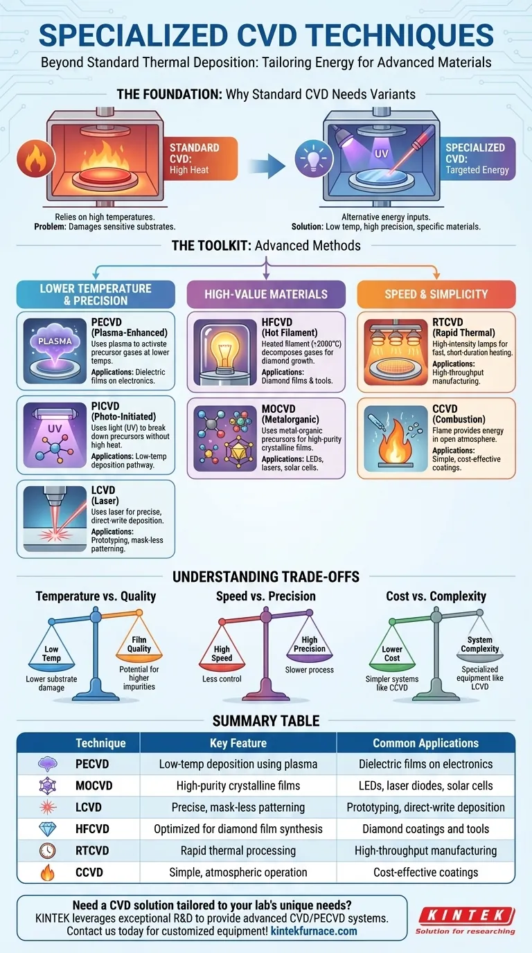 What are some specialized CVD techniques? Unlock Advanced Thin-Film Deposition Solutions Visual Guide