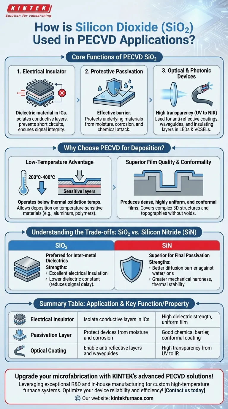 Wie wird Siliziumdioxid (SiO2) in PECVD-Anwendungen eingesetzt? Schlüsselrollen in der Mikrofabrikation Visuelle Anleitung