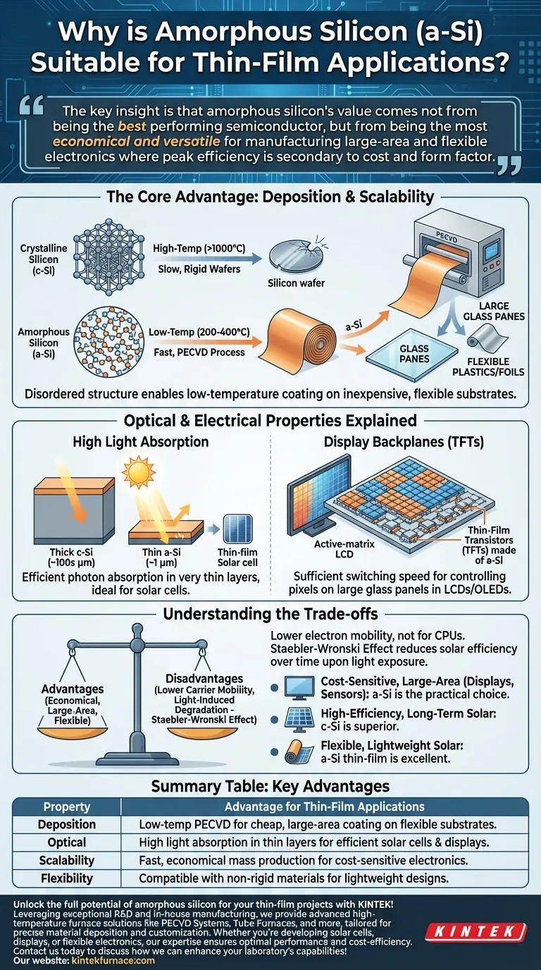 What makes amorphous silicon (a-Si) suitable for thin-film applications? Economical, Flexible, and Scalable Solutions Visual Guide