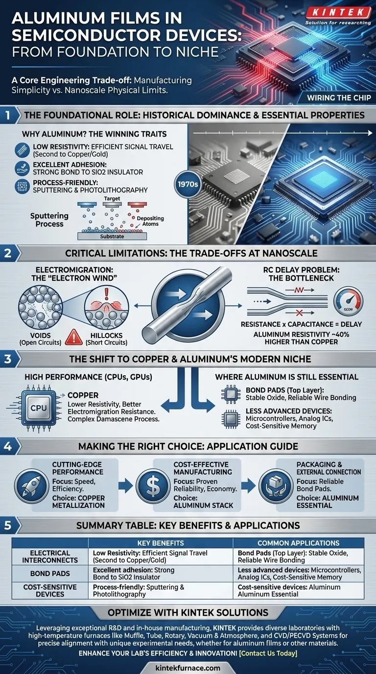 Quali sono gli usi comuni dei film di alluminio nei dispositivi a semiconduttore? Scopri le applicazioni e i benefici chiave Guida Visiva