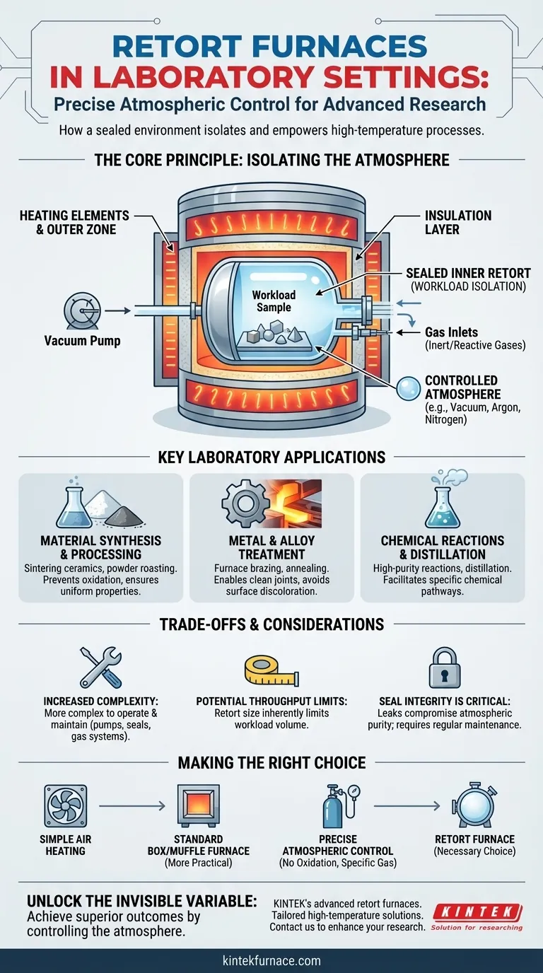 How are retort furnaces utilized in laboratory settings? Essential for Controlled Atmosphere Thermal Processes Visual Guide