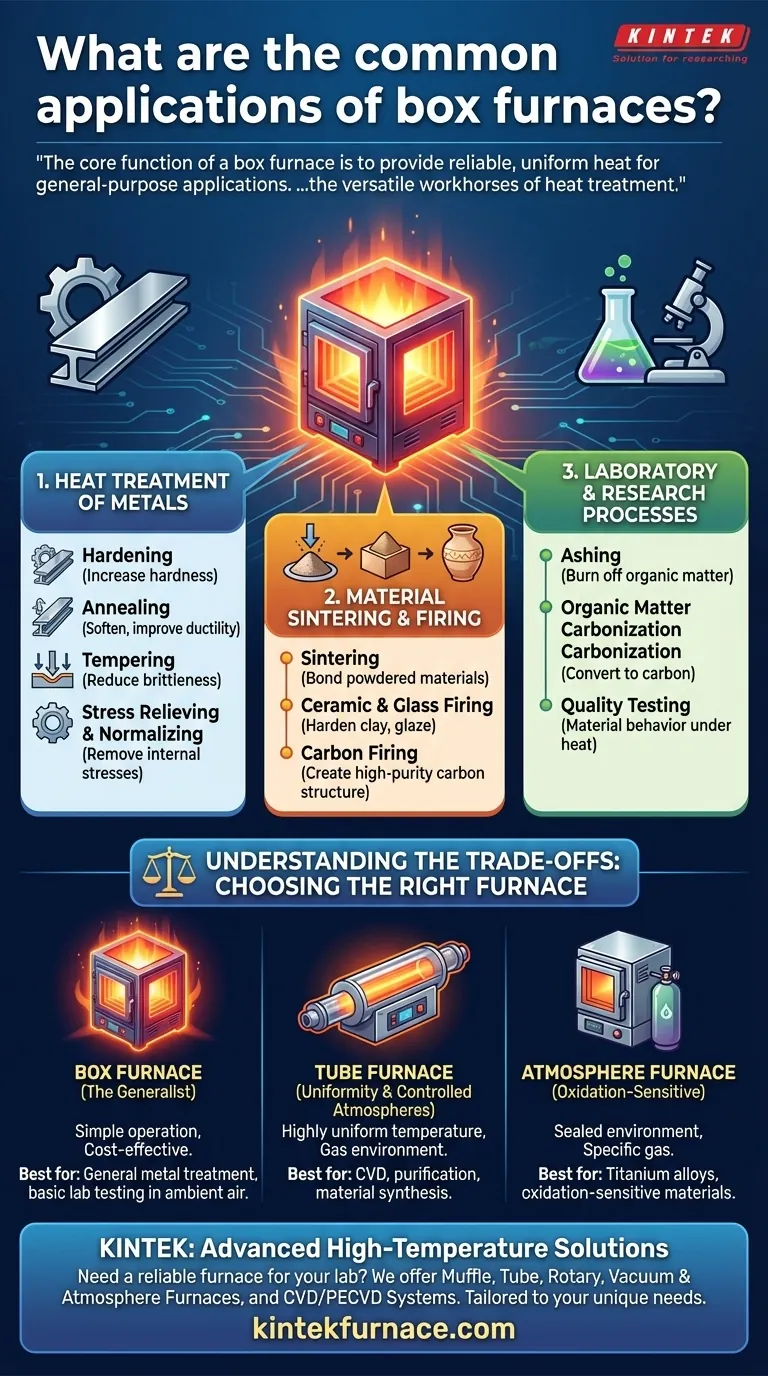 Quais são as aplicações comuns dos fornos tipo caixa? Tratamento Térmico Versátil para Metais, Cerâmicas e Pesquisa Guia Visual