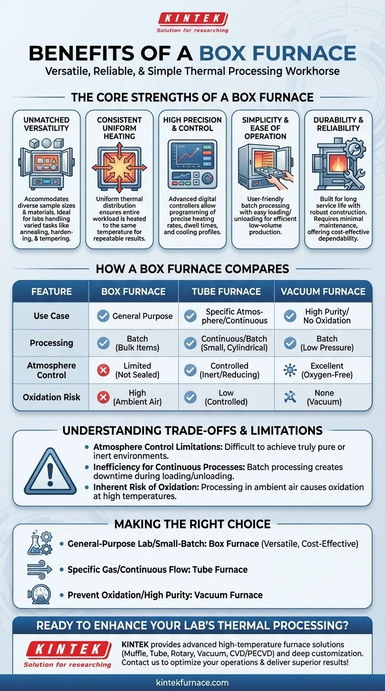 ¿Cuáles son los beneficios de usar un horno de caja? Calentamiento uniforme y versátil para su laboratorio Guía Visual
