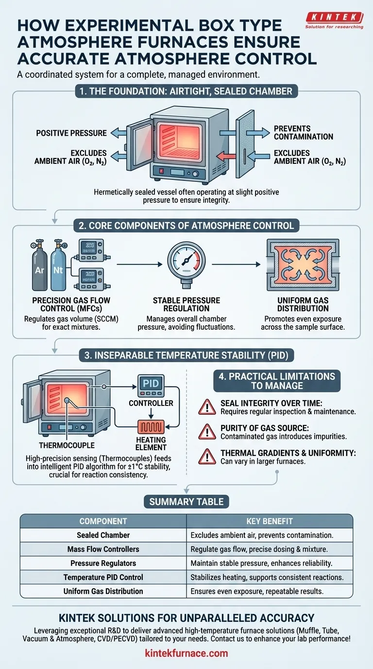 Como o forno de caixa tipo atmosfera experimental garante um controle preciso da atmosfera? Domine o Gerenciamento Preciso de Gases para Resultados Confiáveis Guia Visual