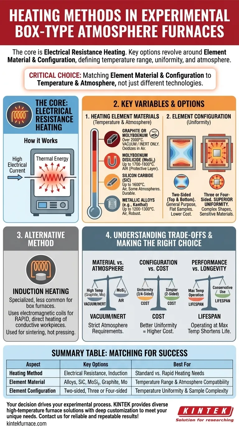 Quali opzioni di metodo di riscaldamento sono disponibili nelle fornaci a scatola sperimentali ad atmosfera controllata? Scegli la configurazione giusta per il tuo laboratorio Guida Visiva