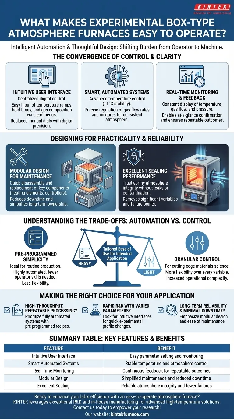 What features make the experimental box type atmosphere furnace easy to operate? Discover Intuitive Controls and Automation Visual Guide