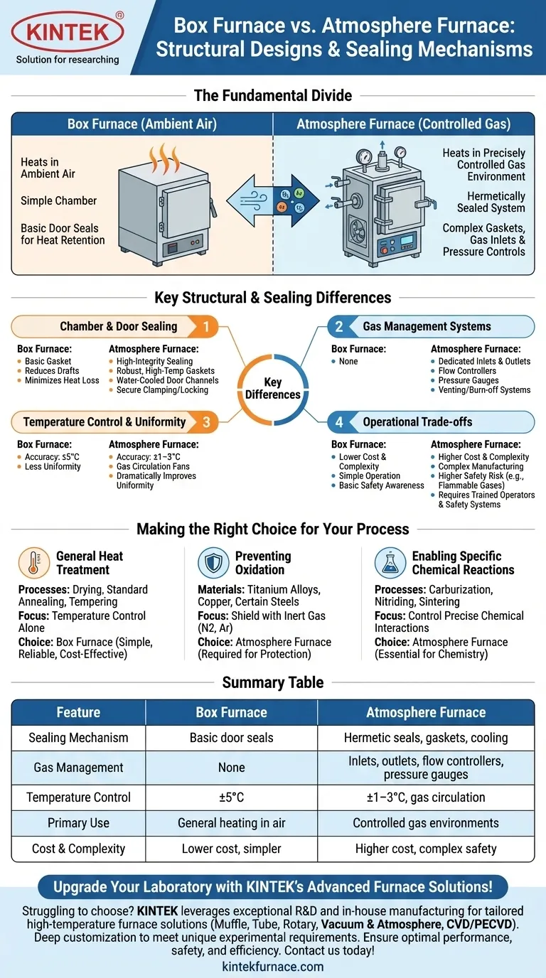 箱式炉和气氛炉在结构设计和密封机制上有何不同？为您的实验室选择合适的炉子 图解指南