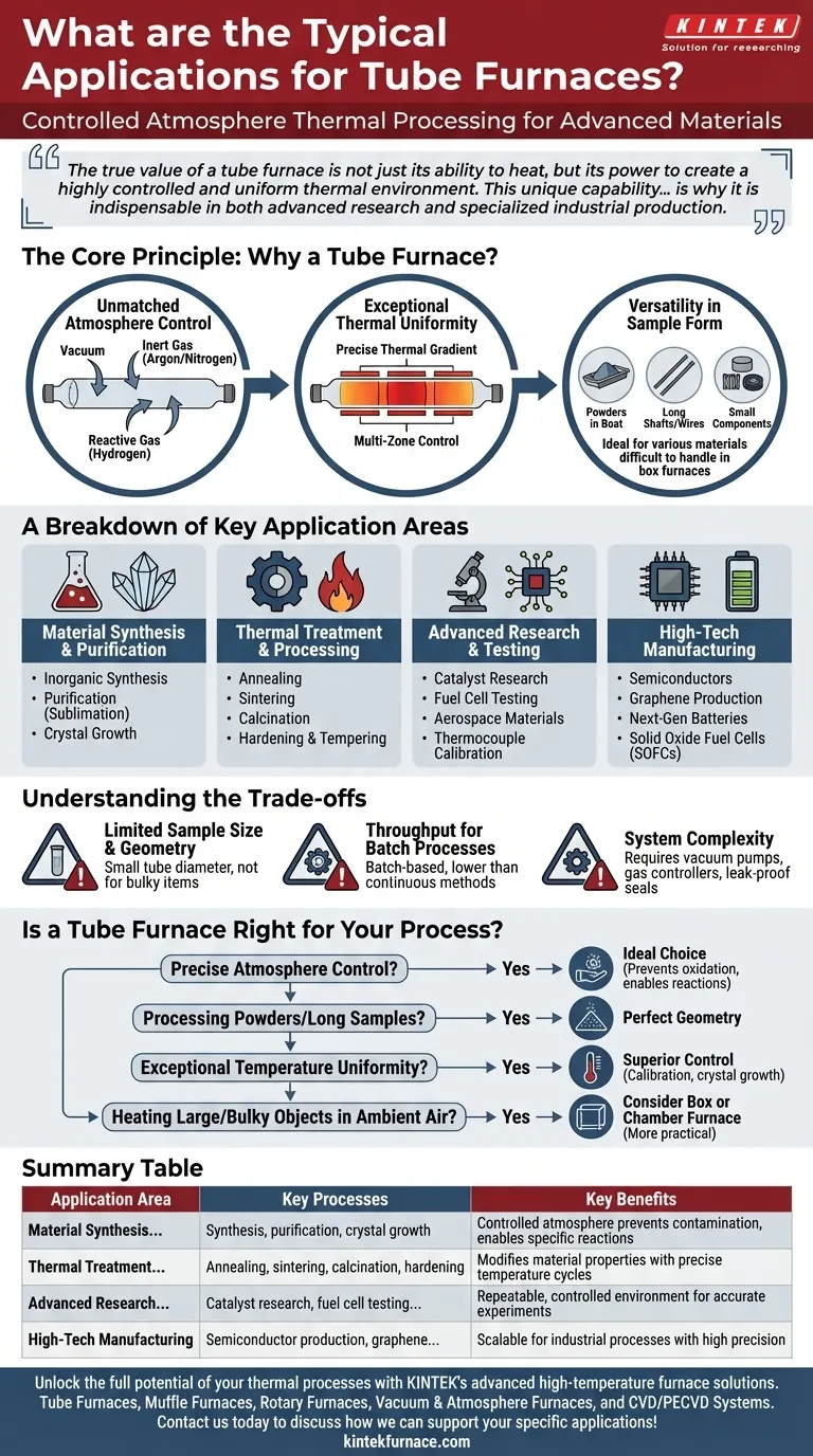 What are the typical applications for tube furnaces? Master Precise Thermal Processing Visual Guide