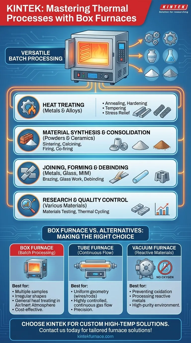 What processes can be performed using box furnaces? Unlock Versatile Thermal Solutions for Your Lab Visual Guide