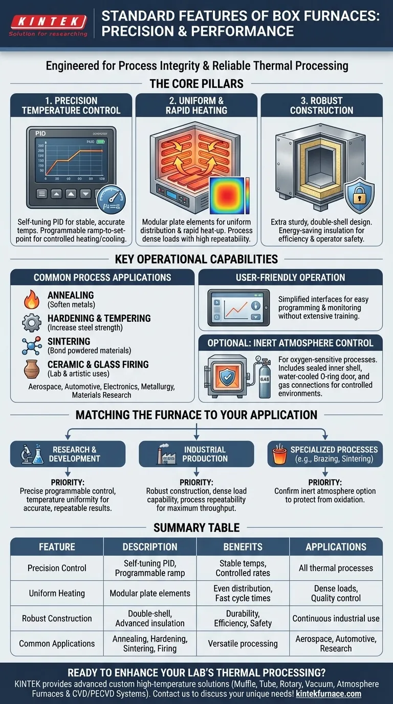 What are the standard features of box furnaces? Unlock Precision and Efficiency in Thermal Processing Visual Guide