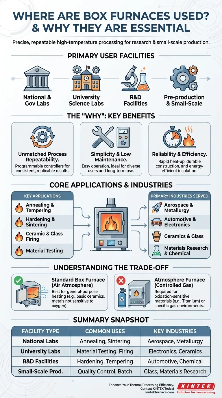 Que tipos de instalações normalmente usam fornos tipo caixa? Essencial para laboratórios e produção em pequena escala Guia Visual