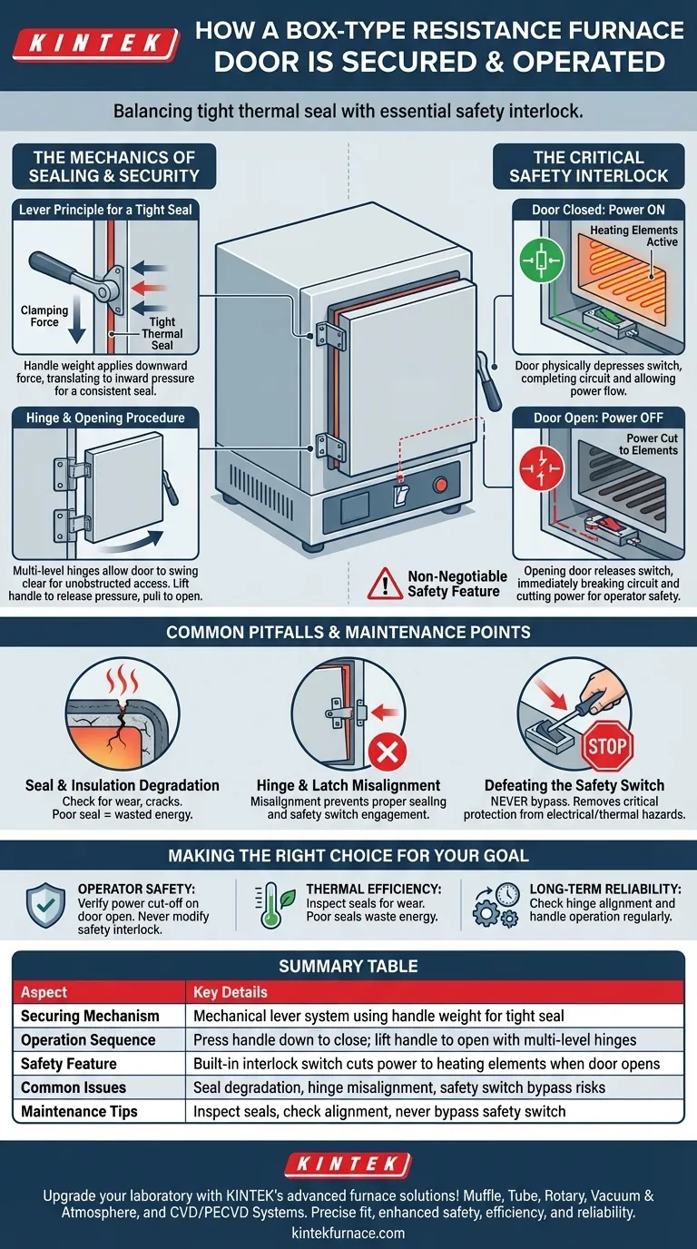 Como a porta do forno de resistência tipo caixa é fixada e operada? Garanta Segurança e Eficiência no Seu Laboratório Guia Visual