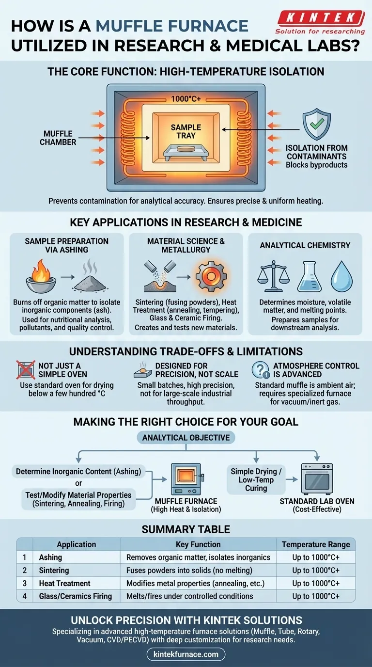 How is a muffle furnace utilized in research and medical laboratories? Essential for Contaminant-Free High-Temperature Processing Visual Guide