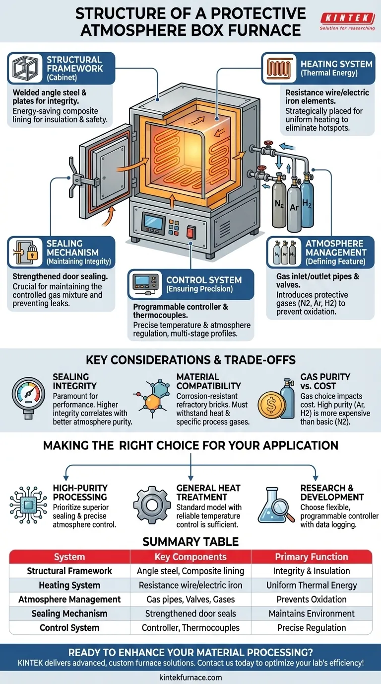 What is the structure of a protective atmosphere box furnace? Unlock Precise Heat Treatment with Controlled Environments Visual Guide