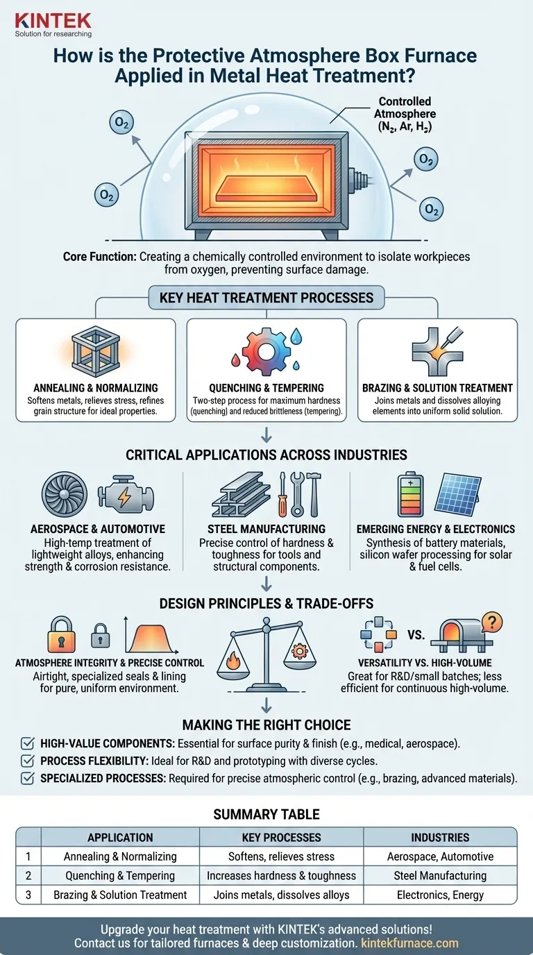 Come viene applicato il forno a muffola ad atmosfera protettiva nel trattamento termico dei metalli? Migliora le proprietà dei metalli con atmosfere controllate Guida Visiva