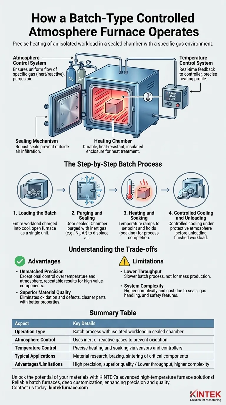 バッチ式雰囲気制御炉はどのように動作しますか？優れた材料のための精密熱処理を極める ビジュアルガイド