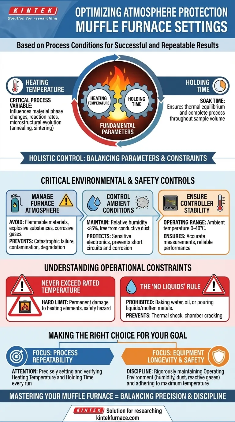 Quais fatores precisam ser ajustados em um forno mufla com proteção de atmosfera? Otimize para Controle de Processo e Segurança Guia Visual