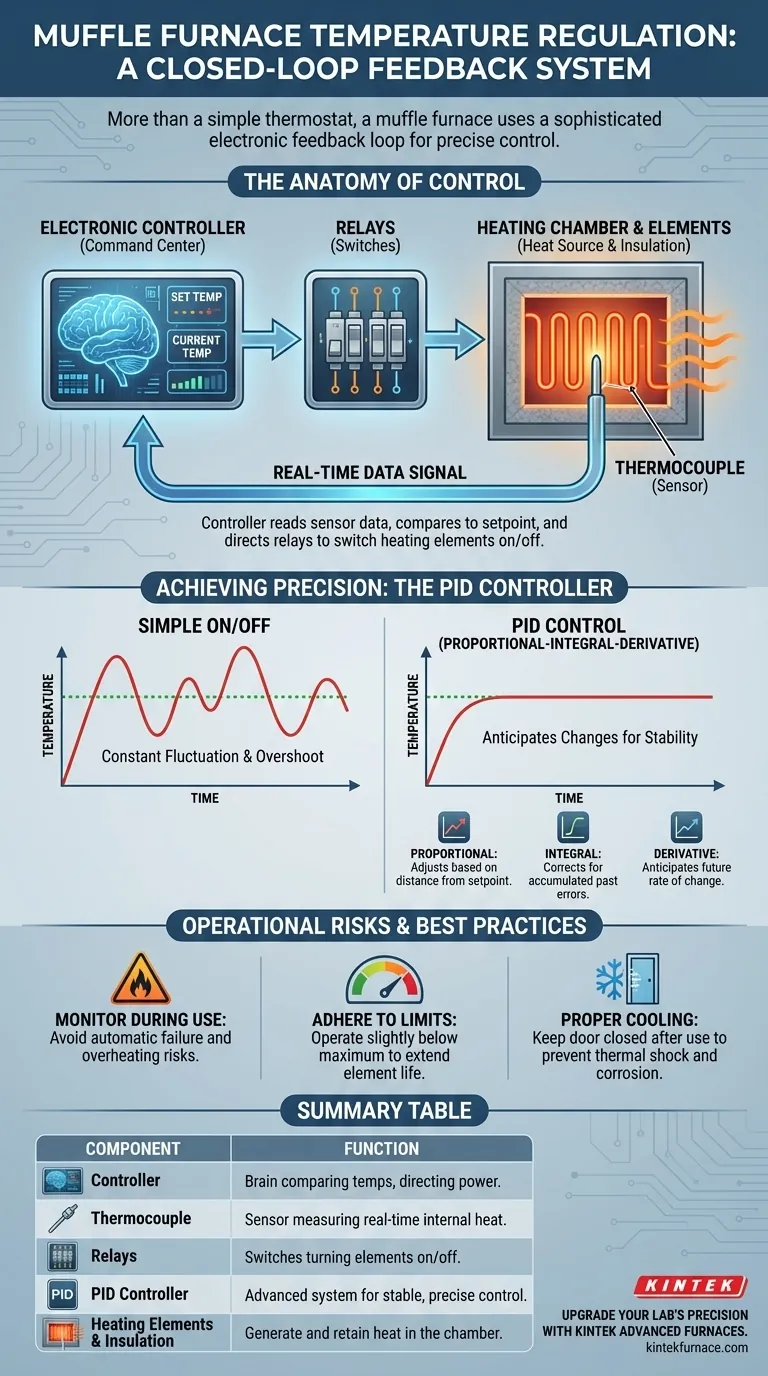What controls the temperature regulation in a muffle furnace? Master Precision with Advanced PID Controllers Visual Guide
