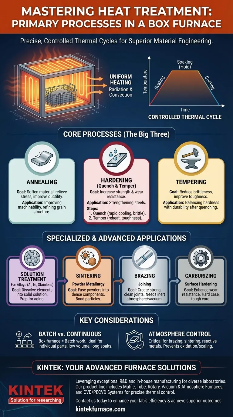 ما هي عمليات المعالجة الحرارية الرئيسية التي تتم في الفرن الصندوقي؟ تحقيق تحول دقيق للمواد دليل مرئي