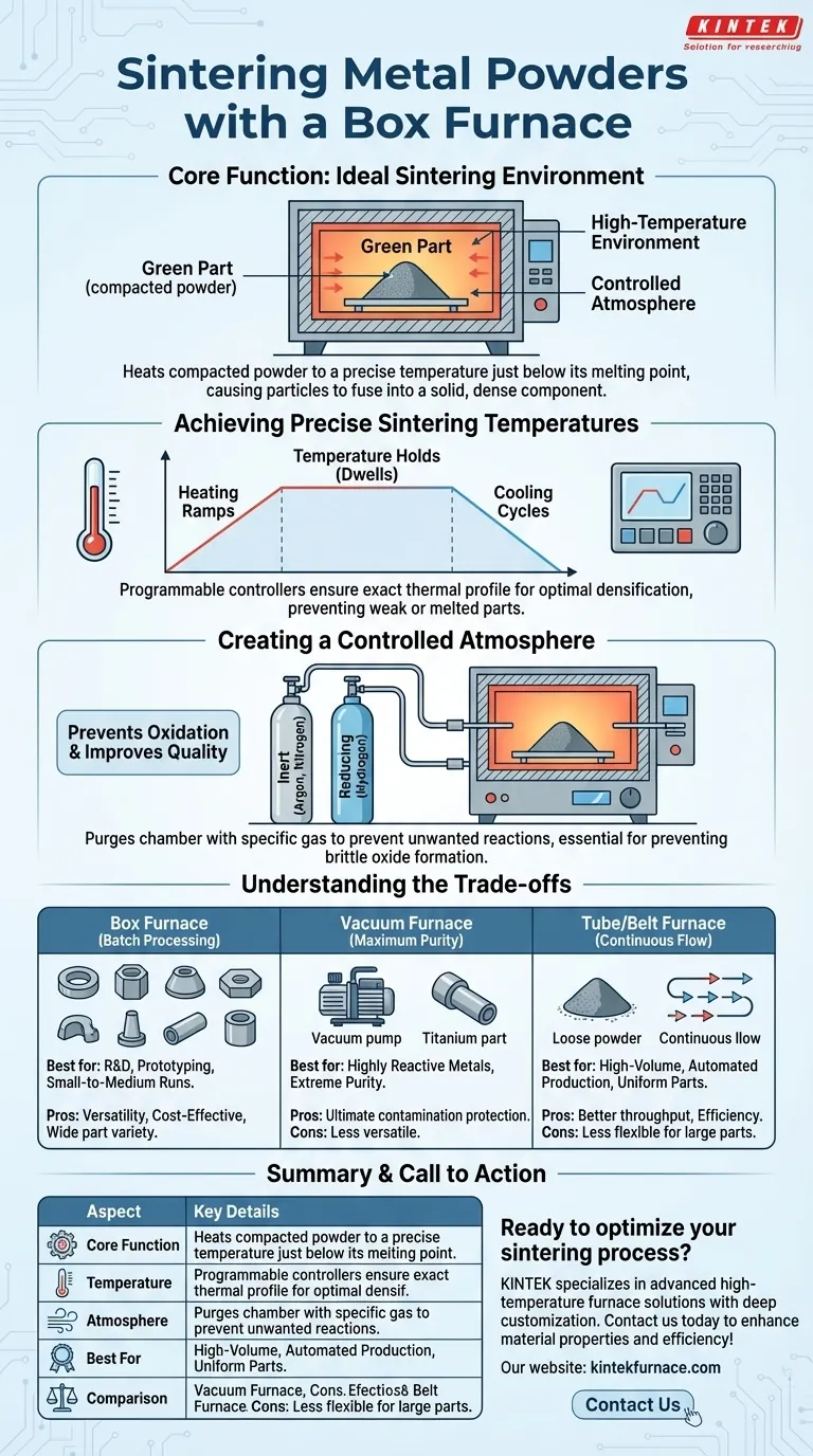How is a box furnace used in sintering of metal powders? Achieve Dense, High-Strength Metal Parts Visual Guide