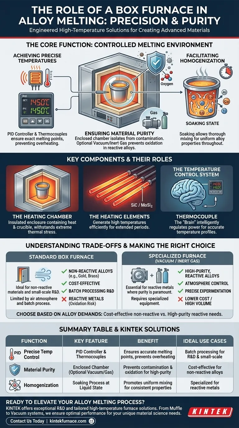 What role does a box furnace play in alloy melting? Achieve Precision and Purity in Material Science Visual Guide
