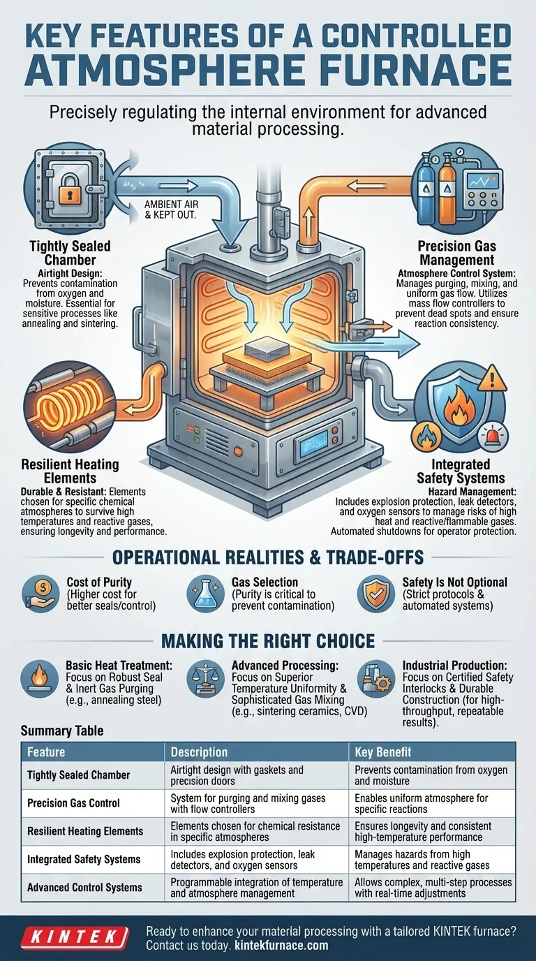 Quali sono le caratteristiche chiave di un forno a atmosfera controllata? Sblocca trasformazioni materiali precise Guida Visiva