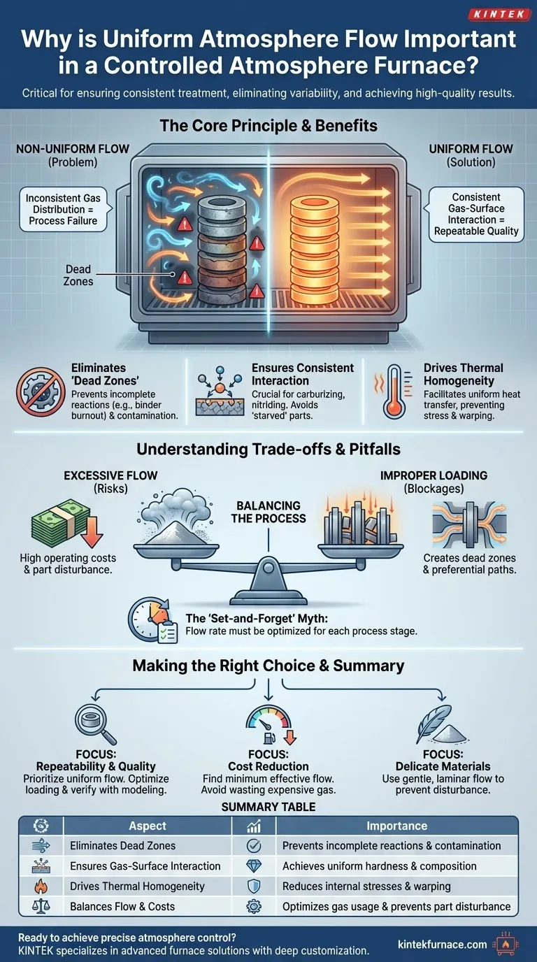 Why is uniform atmosphere flow important in a controlled atmosphere furnace? Ensure Consistent Results and Avoid Costly Failures Visual Guide