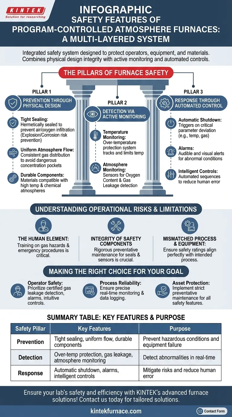Quais recursos de segurança um forno de atmosfera controlado por programa possui? Garanta a segurança do operador e do processo Guia Visual