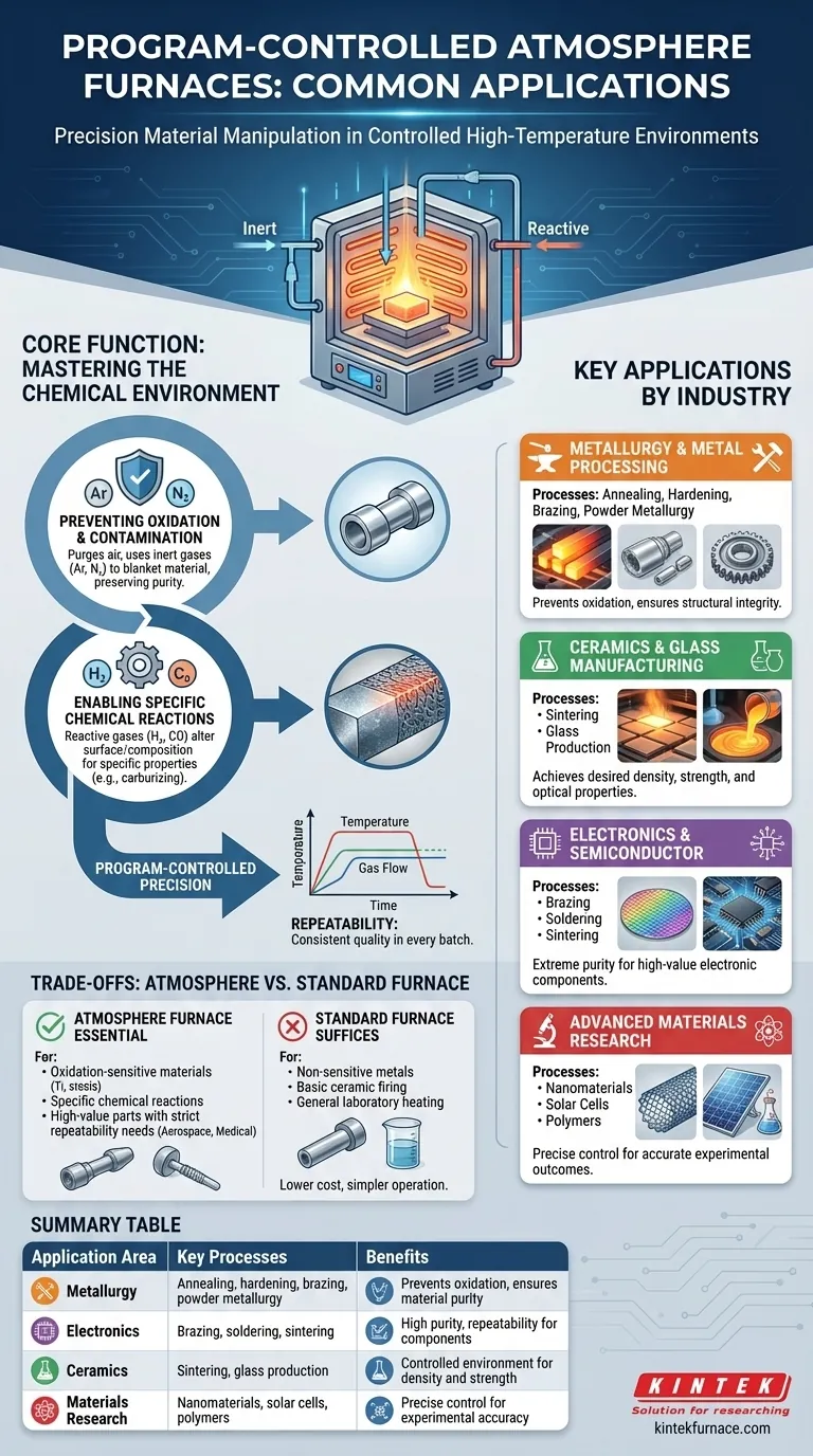 Quais são as aplicações comuns dos fornos de atmosfera controlada por programa? Essenciais para o Processamento de Materiais a Altas Temperaturas Guia Visual