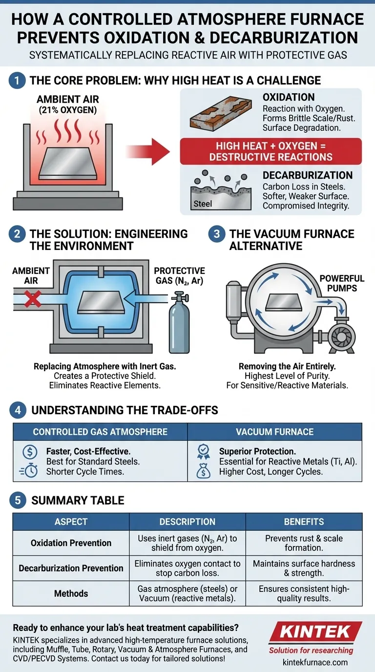 Como um forno de atmosfera controlada evita a oxidação e a descarbonetação? Master Precision Heat Treatment Guia Visual