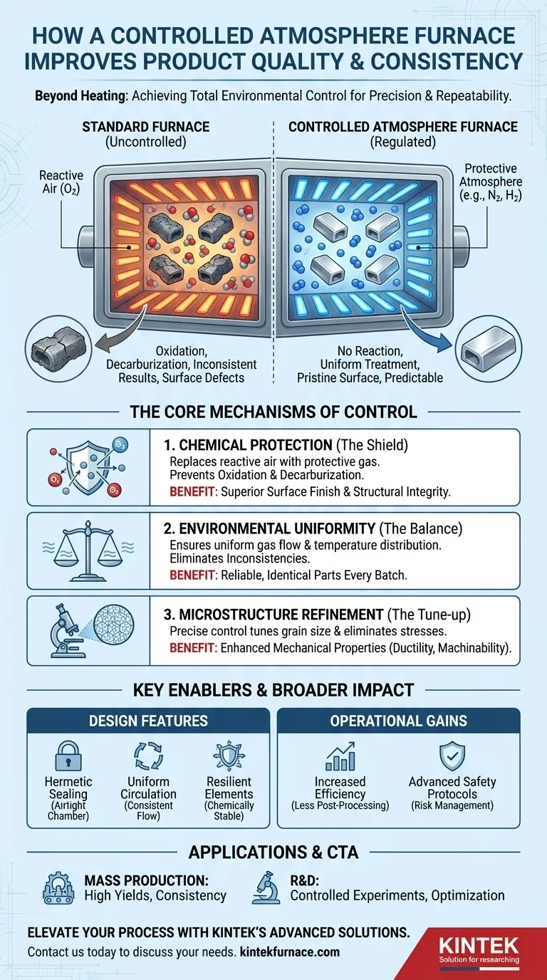 Como um forno de atmosfera controlada melhora a qualidade e a consistência do produto? Domine o Tratamento Térmico de Precisão para Resultados Superiores Guia Visual