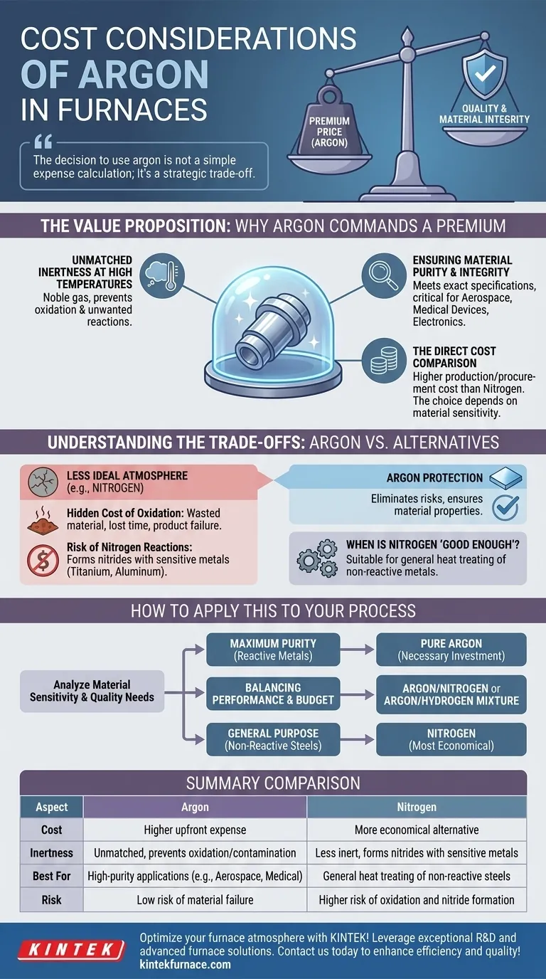 Quais são as considerações de custo ao usar argônio em fornos? Equilibre Preço vs. Integridade do Material Guia Visual