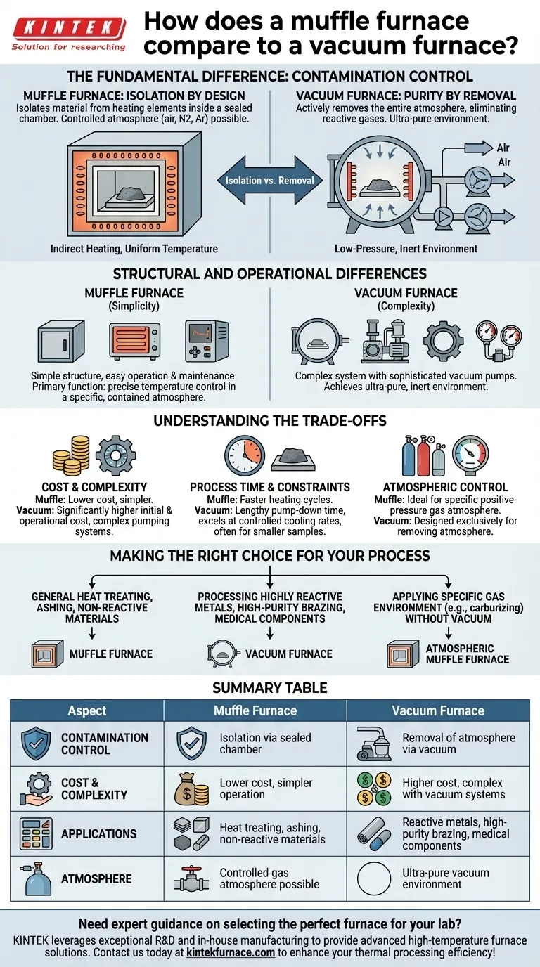 How does a muffle furnace compare to a vacuum furnace? Choose the Right Heat Treatment for Your Materials Visual Guide