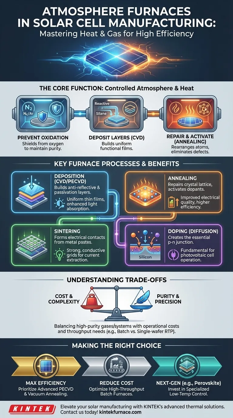 Quais são as aplicações dos fornos de atmosfera na fabricação de células solares? Aumente a Eficiência com Processamento Térmico Controlado Guia Visual