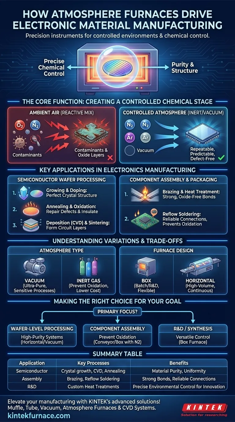 How do atmosphere furnaces contribute to electronic material manufacturing? Unlock Precision in Semiconductor and Component Production Visual Guide