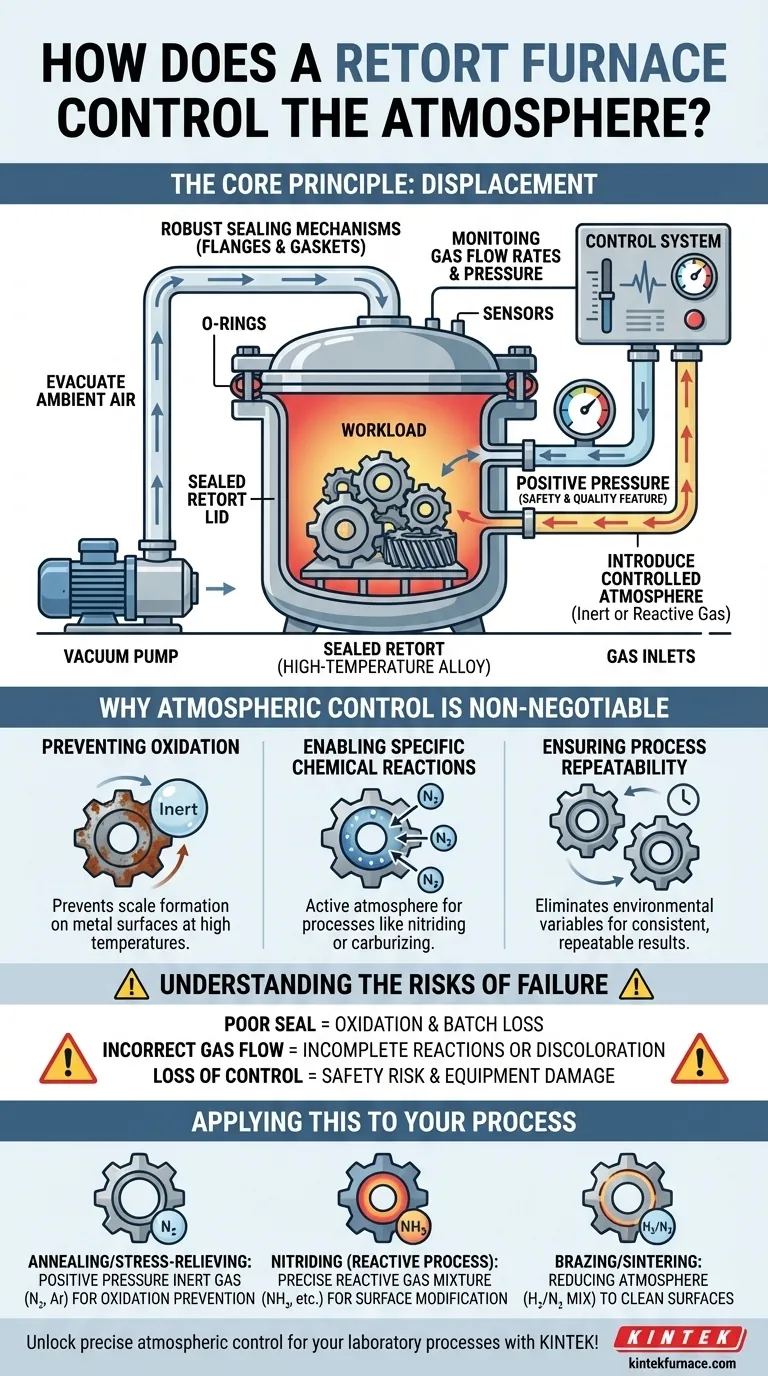 Como um forno de retorta controla a atmosfera? Domine o Tratamento Térmico de Precisão para Resultados Superiores Guia Visual