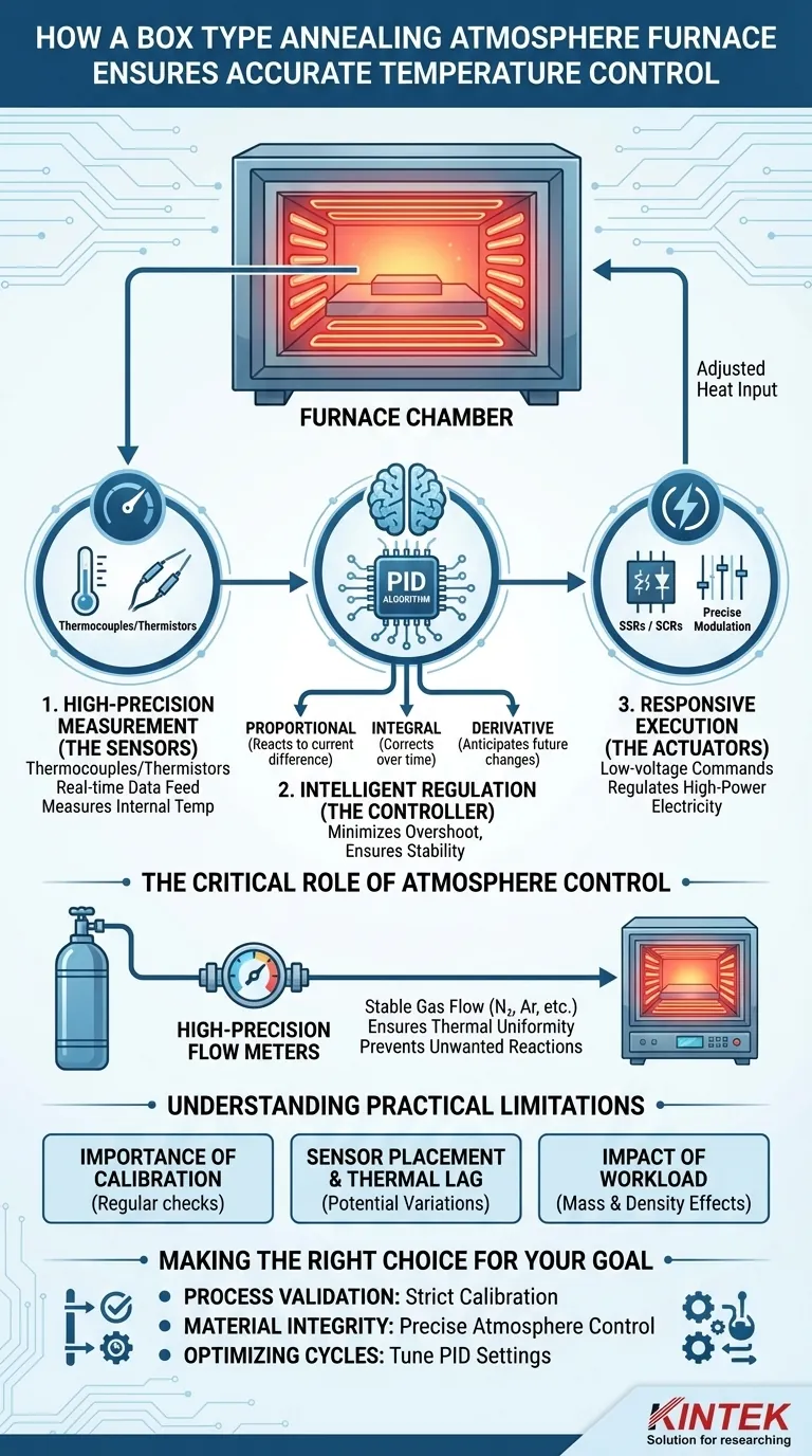 How does the box type annealing atmosphere furnace ensure accurate temperature control? Discover Precision Heating Solutions Visual Guide
