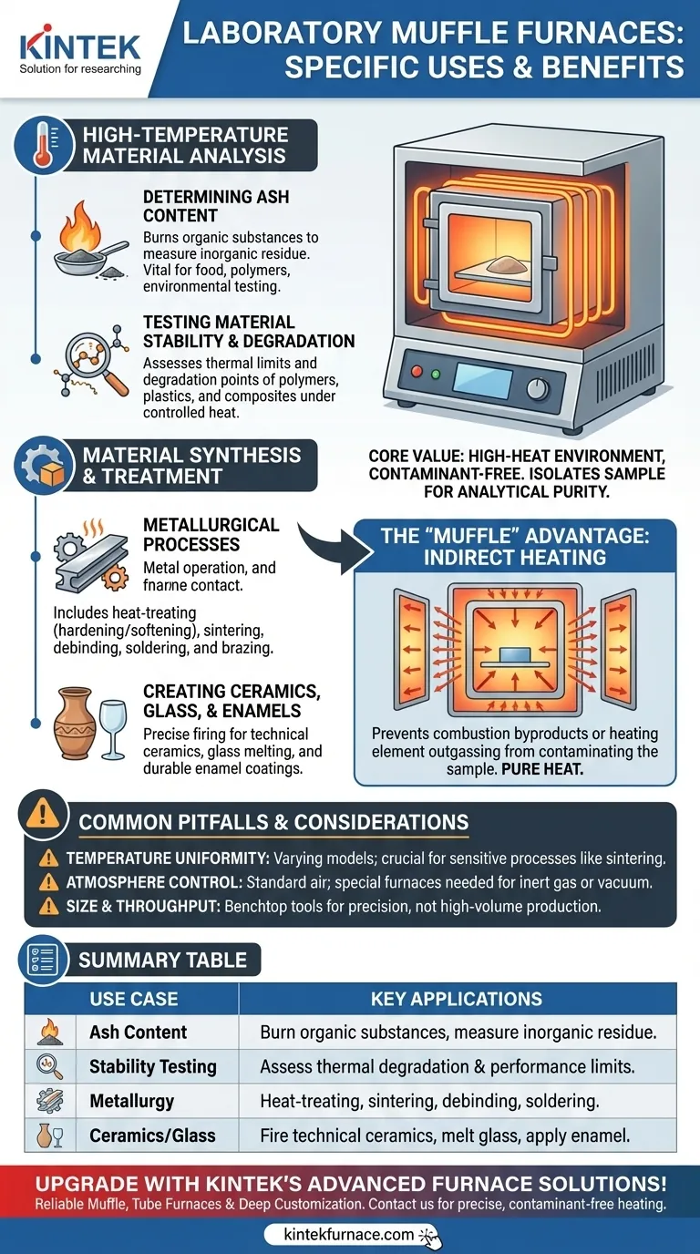 Quais são os usos específicos de fornos mufla em laboratórios? Essencial para processos de alta temperatura sem contaminantes Guia Visual