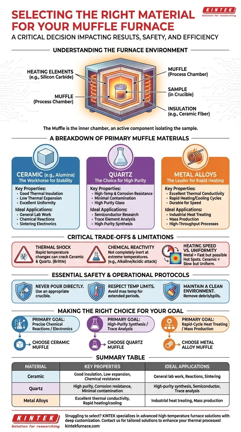 Come selezionare i materiali per l'uso in una muffola? Ottimizza i tuoi processi ad alta temperatura Guida Visiva