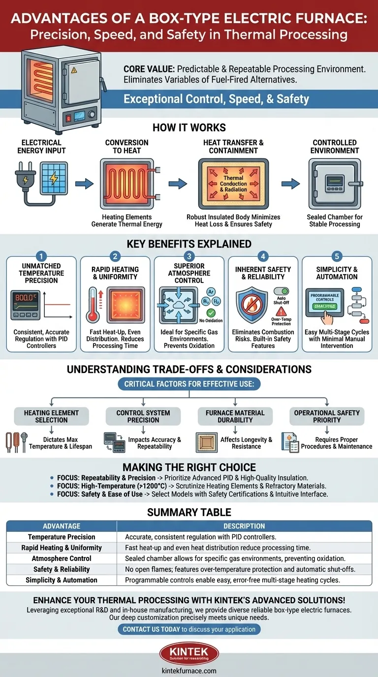 Quais são as vantagens de um forno elétrico tipo caixa? Obtenha Processamento Térmico Preciso e Seguro Guia Visual