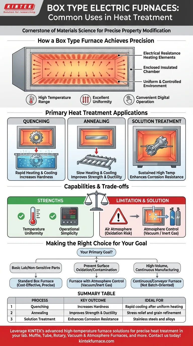 Quali sono gli usi comuni dei forni elettrici a scatola nei processi di trattamento termico? Ottenere un controllo preciso delle proprietà dei materiali Guida Visiva