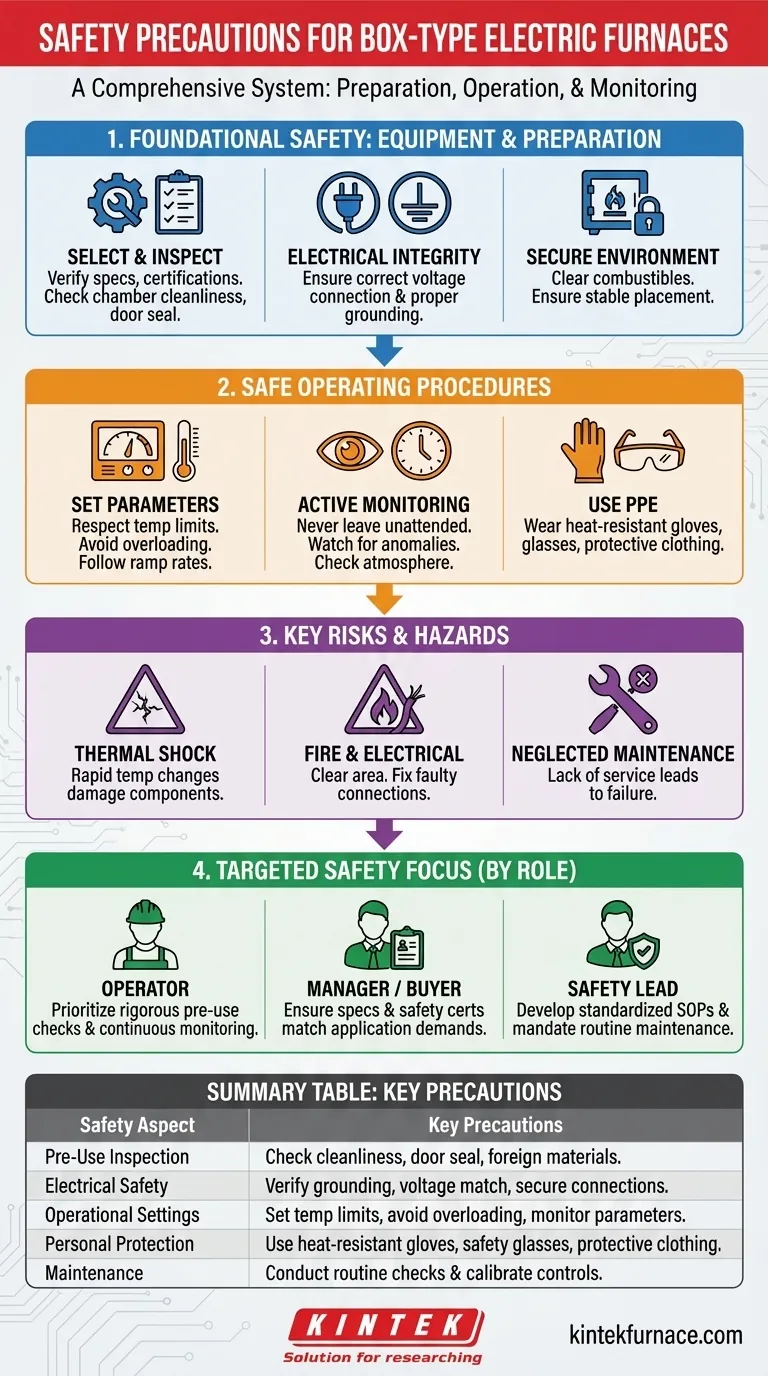 What are the important safety precautions when using a box type electric furnace? Ensure Safe and Efficient Operation Visual Guide