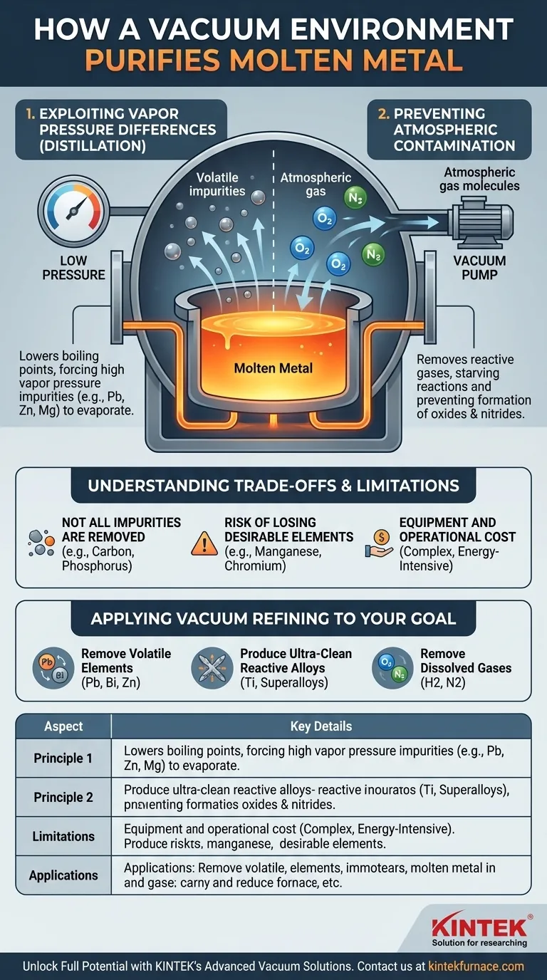 Comment un environnement sous vide aide-t-il à éliminer les impuretés du métal en fusion ? Obtenez un métal de haute pureté pour des performances supérieures Guide Visuel