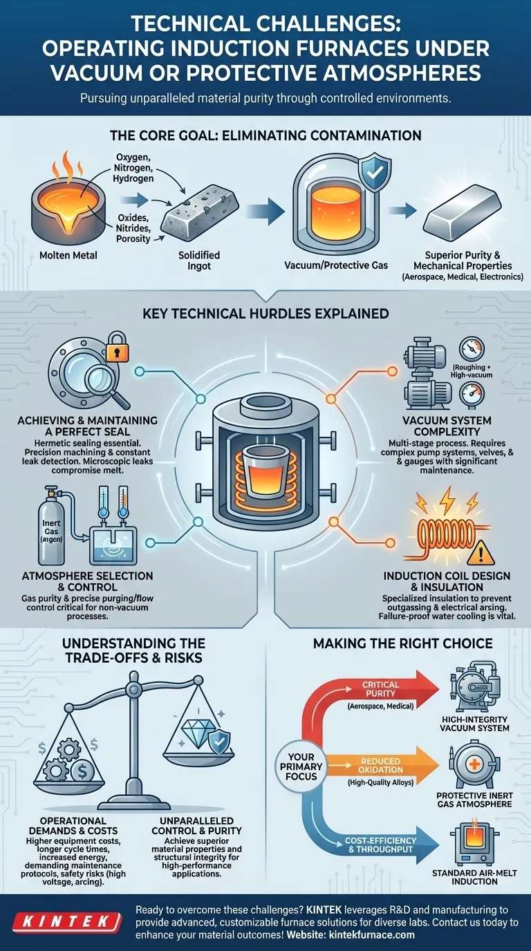 진공 또는 보호 분위기 하에서 유도 전기로를 작동하는 데 기술적인 어려움은 무엇입니까? 우수한 재료 순도를 위해 이를 극복하십시오 시각적 가이드