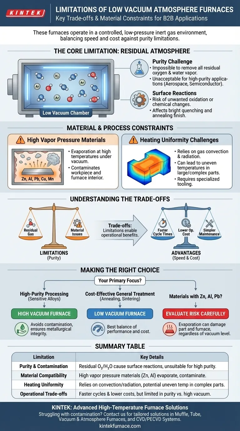What are the limitations of low vacuum atmosphere furnaces? Understand Trade-offs for Cost-Effective Heat Treatment Visual Guide