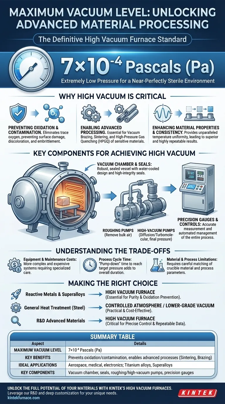 Was ist der maximale Vakuumgrad für einen Hochvakuumofen? Erzielen Sie eine ultrareine Verarbeitung für fortschrittliche Materialien Visuelle Anleitung