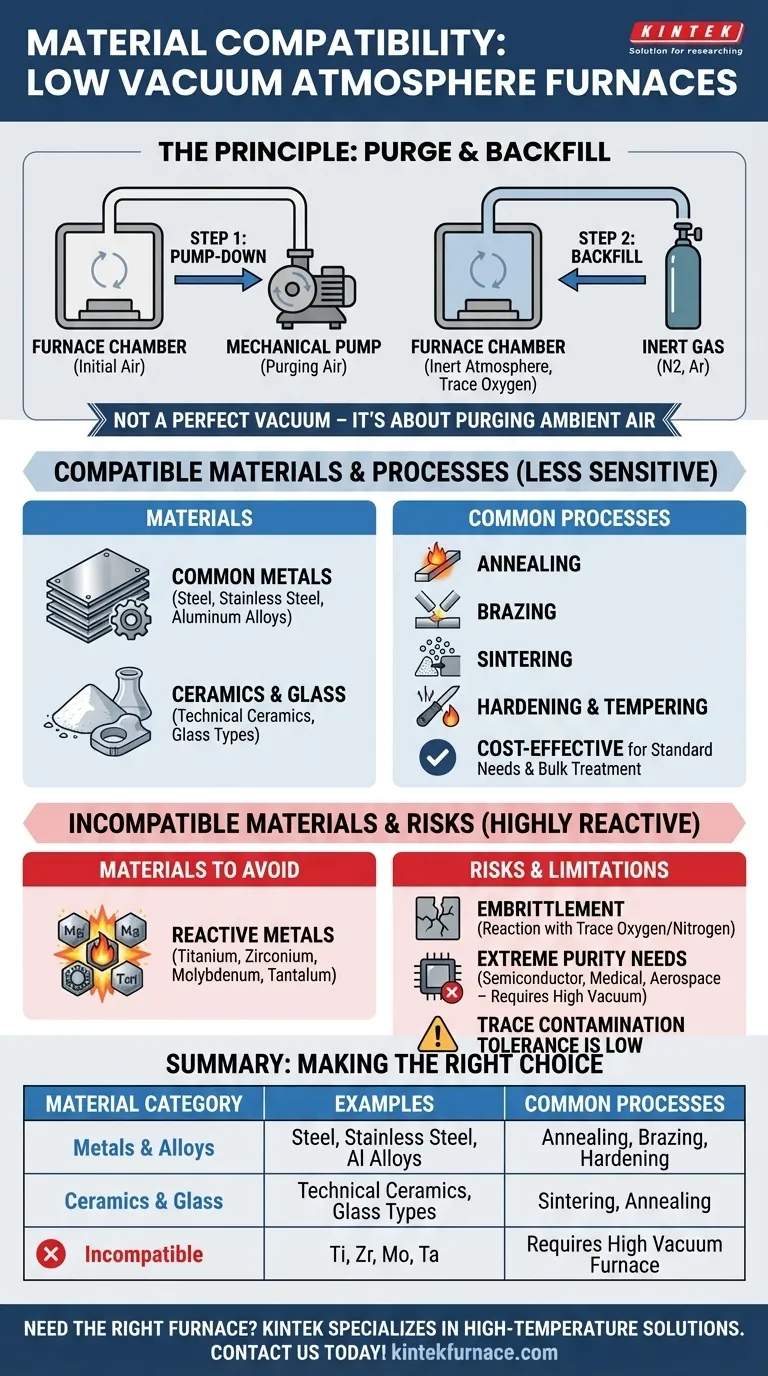 What materials are compatible with low vacuum atmosphere furnaces? Ideal for Cost-Effective Heat Treatment Visual Guide